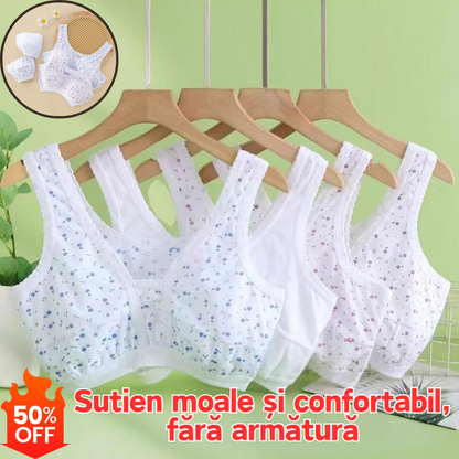 [Set de 4 piese] Set de lenjerie intimă format din 8 piese, stil vestă mică din bumbac, pentru femei de vârstă mijlocie și în vârstă, mărimi mari