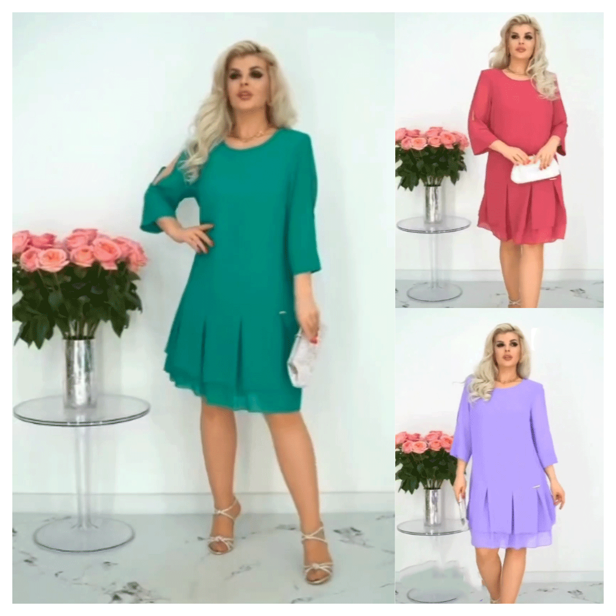 💕【S-5XL】👗Rochie elegantă cu imprimeu din plasă pentru doamne