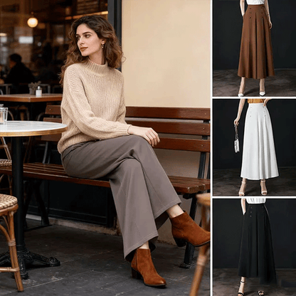 【50% DE DESCUENTO】Falda larga elegante de moda para mujer de otoño e invierno, con caída fluida, cintura alta y falda amplia