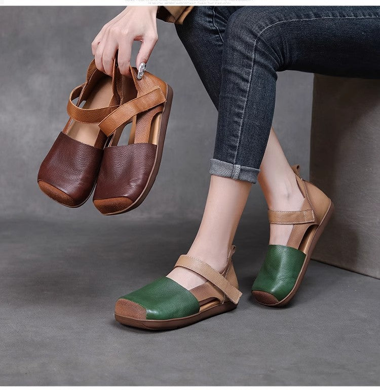 💃【35-40】😇Летни дамски сандали с капсова предна част, ажурен дизайн и противоплъзгаща се плоска подметка