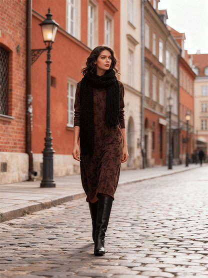 ✨【S-3XL】2025 Nowa damska sukienka z nadrukiem, okrągłym dekoltem i długim rękawem, czysta bawełna, miękka i wygodna