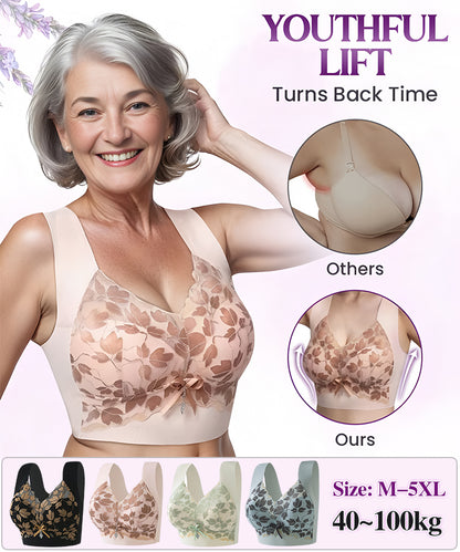 【3 buc】Sutien M-4XL de mărime mare cu dantelă, fără inel de oțel, spate frumos luxos, sutien sexy respirabil fără sudură【40~100kg】