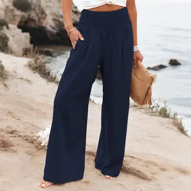 🔥🔥【S-3XL】Pantaloni largi casual de vară pentru femei din bumbac și in