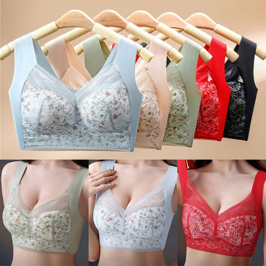 【🔥Cumpărați 1, primiți 3 gratuit】【Set de 3 bucăți】💕🎁Sutien de mărime mare din mătase de gheață fără cusături, respirabil și reglabil【Potrivit pentru 40kg-100kg】