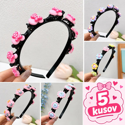 👑【5 bucăți】Agrafe de păr, accesorii și panglici împletite pentru fete