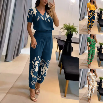 ✨💕【Top + Pantalonii】Costum casual din două piese pentru femei cu imprimeu
