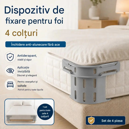 Set de patru bucăți 139 lei‑🛏️ Cleme invizibile pentru colțurile cearșafului‑împiedică deplasarea sau alunecarea cearșafurilor, menținându‑le netede și fixe