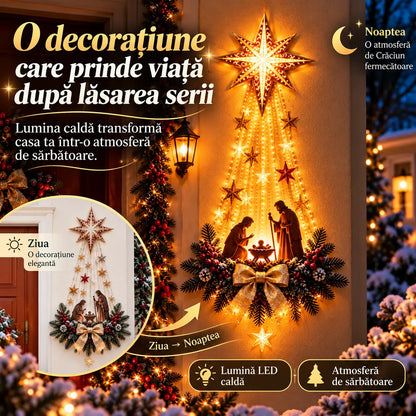 💡✨ Decorațiune luminoasă de perete cu scenă de Crăciun
