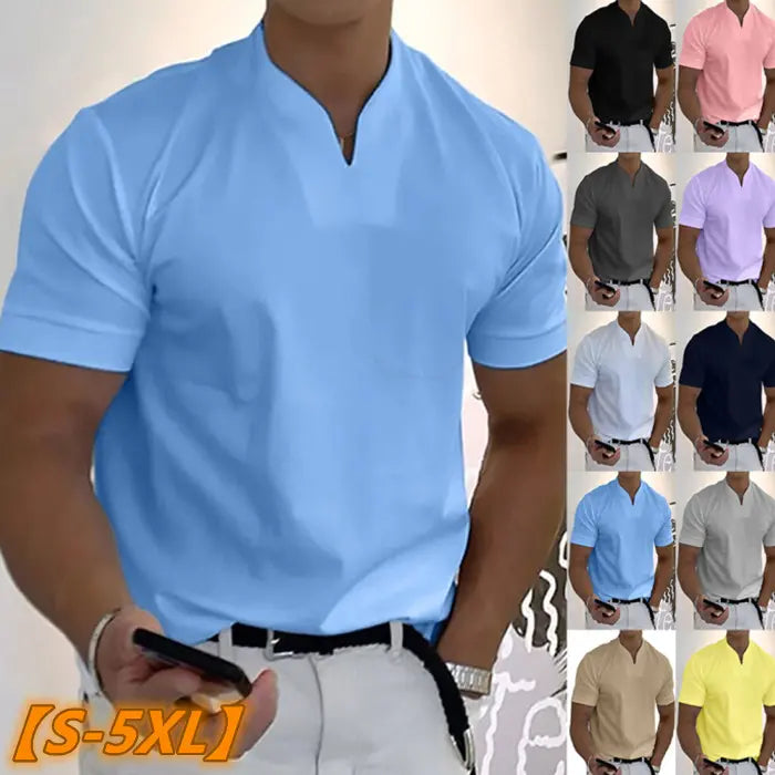 💪👔Tricou polo sport supradimensionat pentru bărbați, confecționat din bumbac elastic