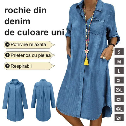 👘50% reducere🔥【40-120 kg】Rochie de damă din denim pentru femei supraponderale 2026, casual, rochie casual