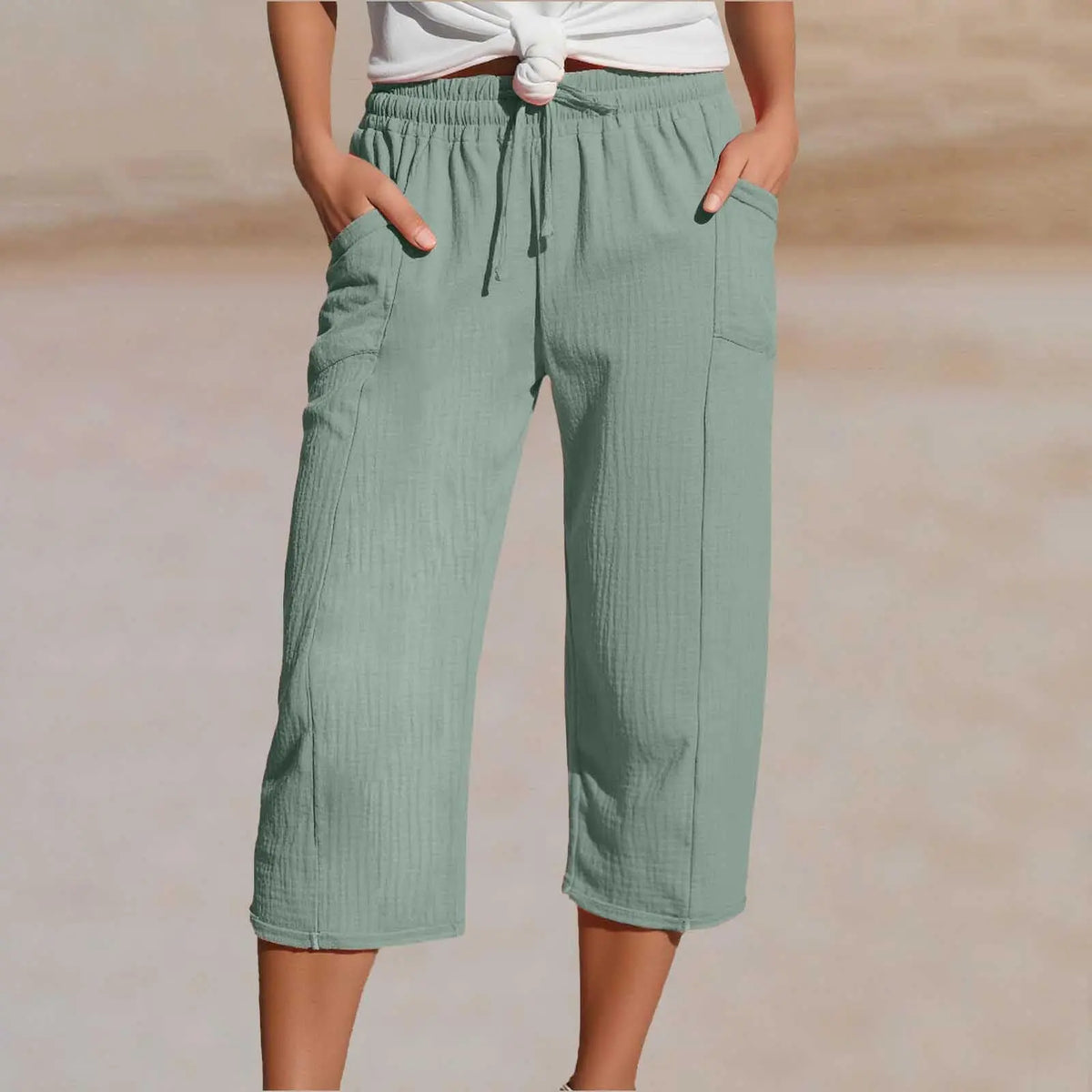 🌸 50% reducere 🔥 Pantaloni scurți uni din bumbac și in pentru femei (40-100 kg)