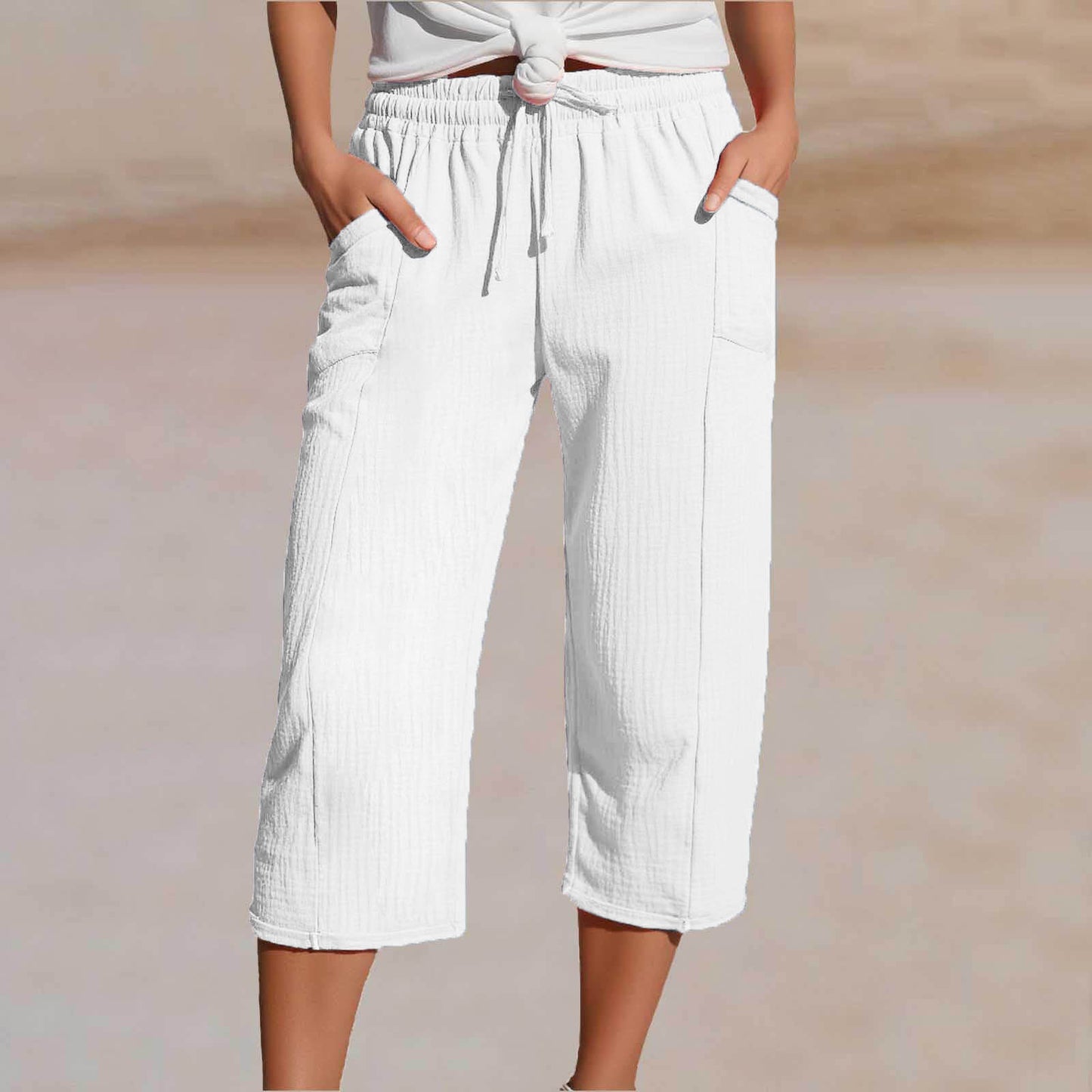 🌸 50% reducere 🔥 Pantaloni scurți uni din bumbac și in pentru femei (40-100 kg)