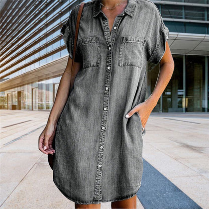 ✨【40-120kg】Rochie de damă din denim lejer, cu croială A