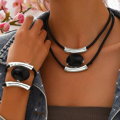 ✨🔥【Kup 1, otrzymaj 1】Zestaw naszyjnika i bransoletki w stylu boho z kamieniami 