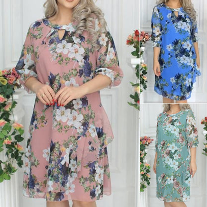 【Promoție de vară】💥【S-5XL】Rochie nouă din șifon cu imprimeu