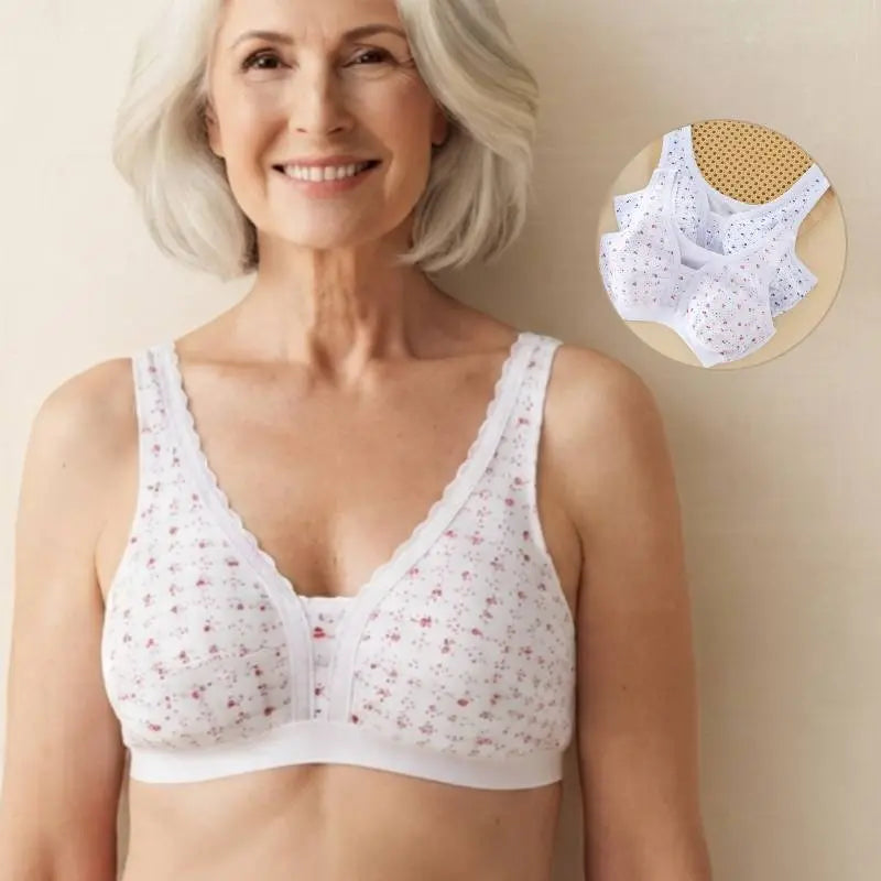 💖【Set de 4】Sutiene din bumbac pur pentru mame de vârstă mijlocie (mărimi mari) - Confortabile și respirabile