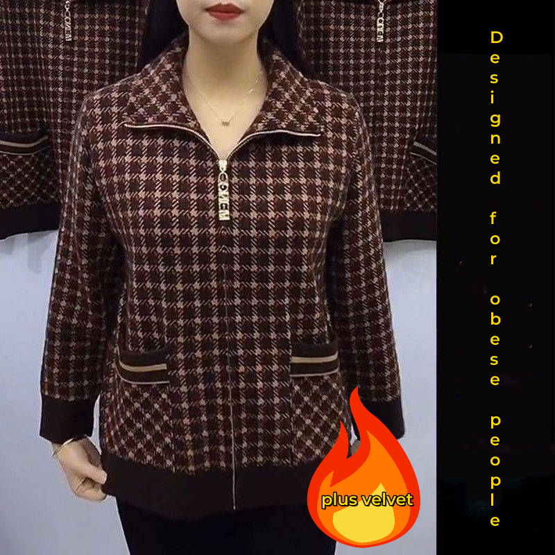 【Размери M-5XL】2025 г. нови есенни и зимни дебелизирани трикотажни леки яке за жени