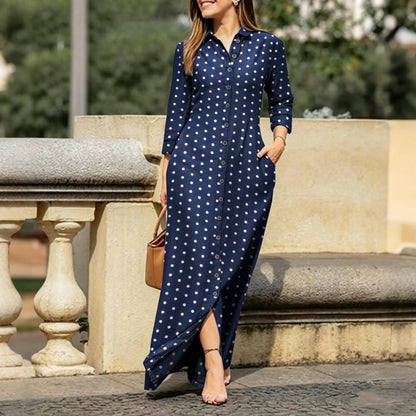 💃🔥Rochie cămașă pentru femei, cu nasturi, rochie casual cu mâneci lungi și guler, imprimeu floral.