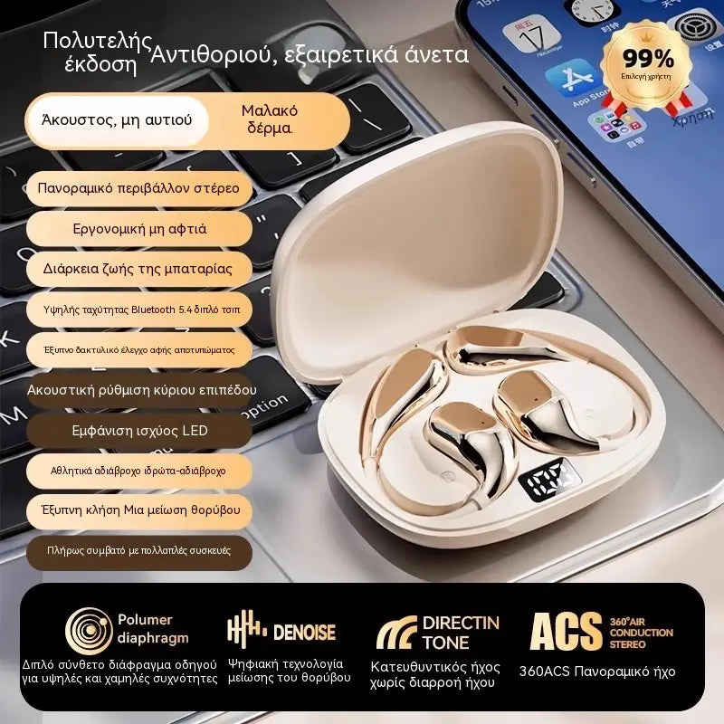 🔋Căști Bluetooth wireless cu design open-ear, cârlig pentru ureche și conducție osoasă🎙️🎧