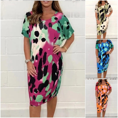 ✨👗Rochie nouă la modă cu imprimeu leopard, design clasic, elegantă și simplă.