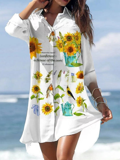 🌼 Rochie-cămașă, mărimi S–8XL – Model floral, colecția 2026