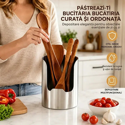 Cumpărați 1 obțineți 1 gratuit--【2 buc】 Suport din Oțel Inoxidabil pentru Capac de Oală, Polonic și Spatule – Organizator de Bucătărie Integrat, Stabil și Antialunecare
