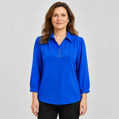 ✨👚Bluză Elegantă Stil Polo cu Guler Clasic – Croială Relaxată Mărimi Mari (XL-6XL), Material Fin, Respirabil și Versatilă pentru Toamnă-Primăvară