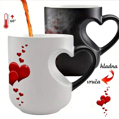 ☕ Cană romantică din ceramică, în formă de inimă (cu mâner care își schimbă culoarea) 💝✨