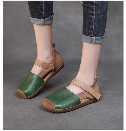 💃【35-40】😇Летни дамски сандали с капсова предна част, ажурен дизайн и противоплъзгаща се плоска подметка