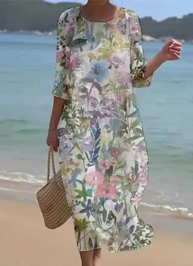 🔥Ofertă limitată în timp🔥【S-5XL】Rochie nouă de plajă, casual, cu imprimeu, pentru femei