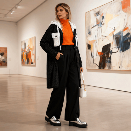 🐏【Połowa ceny na koniec miesiąca】Damska kurtka z kapturem, z polarisem, w większych rozmiarach dostępna