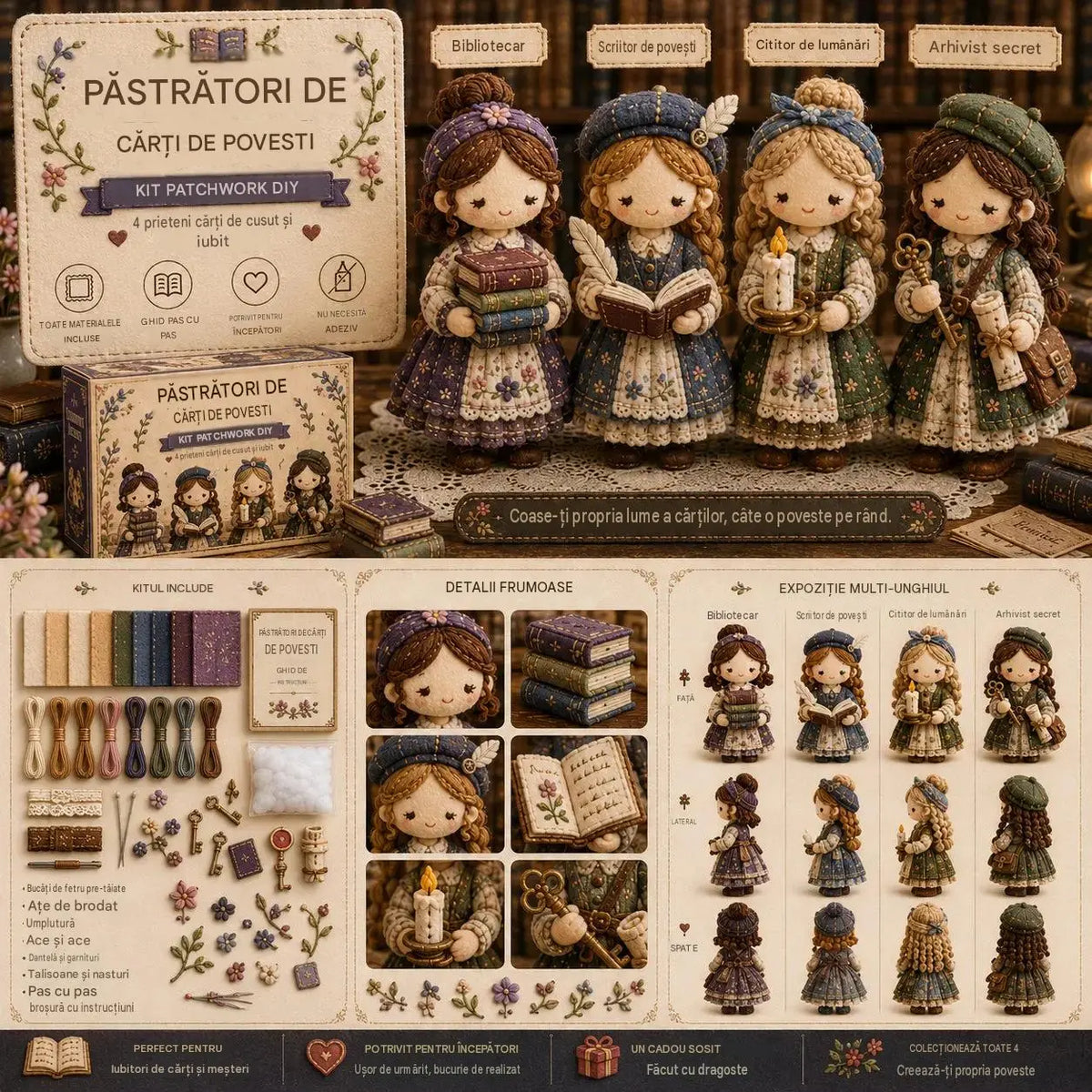 🎁Ultima zi: Profită de reducerea de 49%! 🧵 Set miniatural de patchwork din seria Miniature World