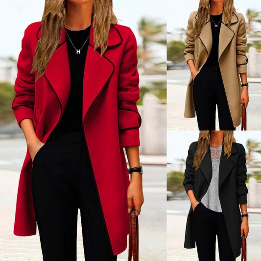 💖🔥【Επίπτωση 50%】[M-4XL] Νέο μοντέλο φθινοπωρινό/χειμερινό 2025, γυναικεία κάρδιган διπλής όψης μέσου μήκους από κασμέρι