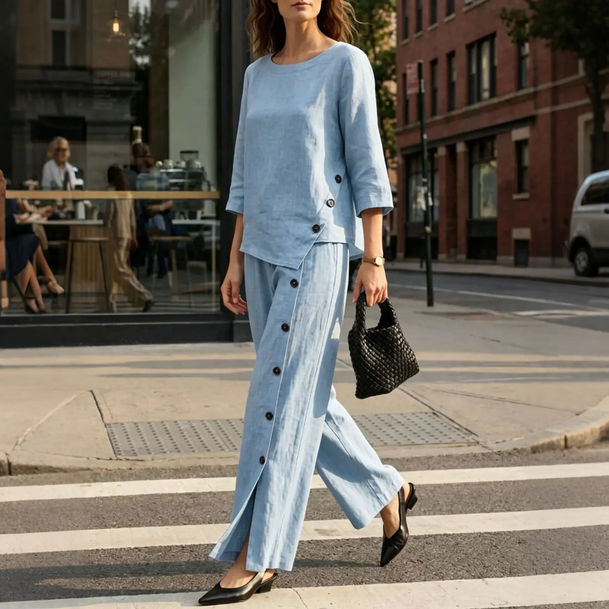 ✨【S-5XL】Costum casual de damă cu cămașă și pantaloni, stil urban casual