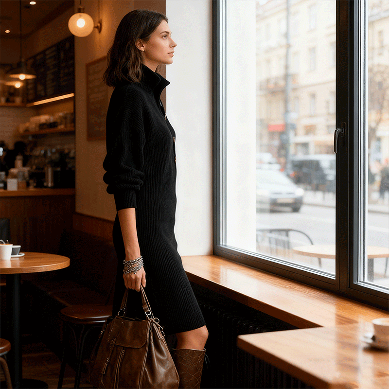 🔥【Zľava 50 % na obmedzený čas】【S-3XL】Nové európske a americké pletené šaty 2025, s golierom