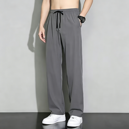 👖【50-120 kg】Pantaloni sport casual de vară pentru bărbați, din mătase glacială, drepți, lejer și largi