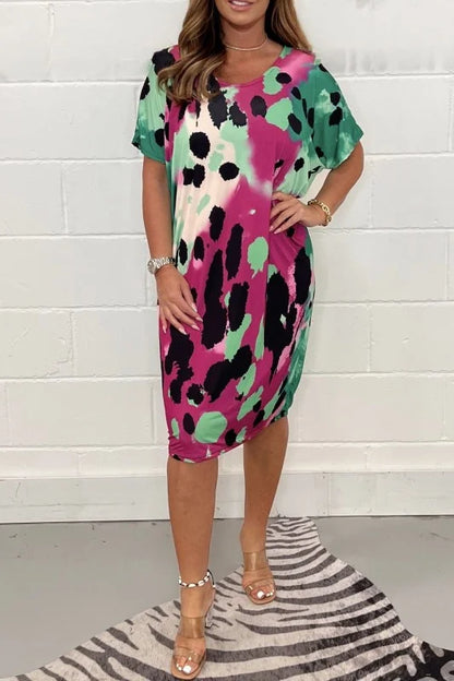 ✨👗Rochie nouă la modă cu imprimeu leopard, design clasic, elegantă și simplă.