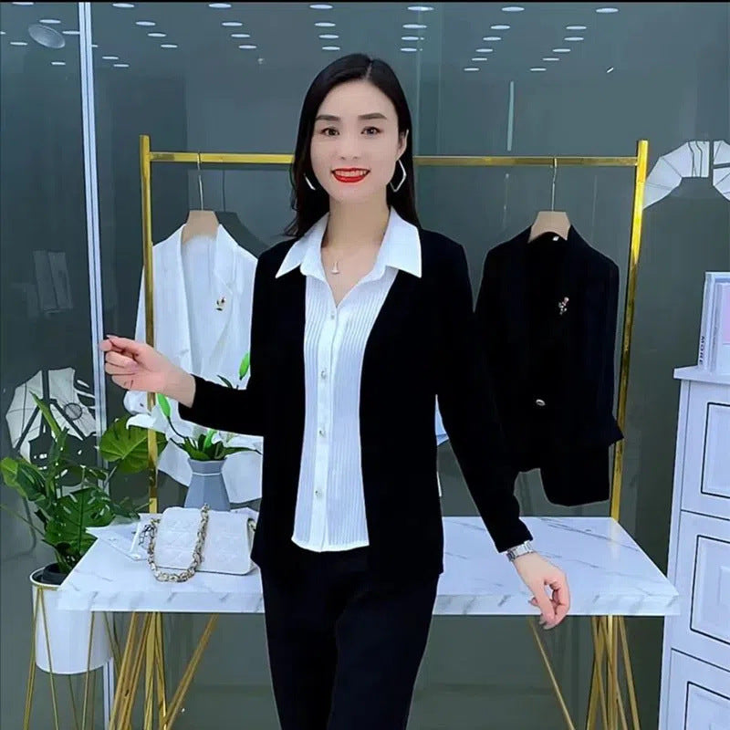 【Jesień/Zima 50% OFF】【L-5XL】2025 Nowa jesienna fałszywa koszula dwuczęściowa, elegancki styl