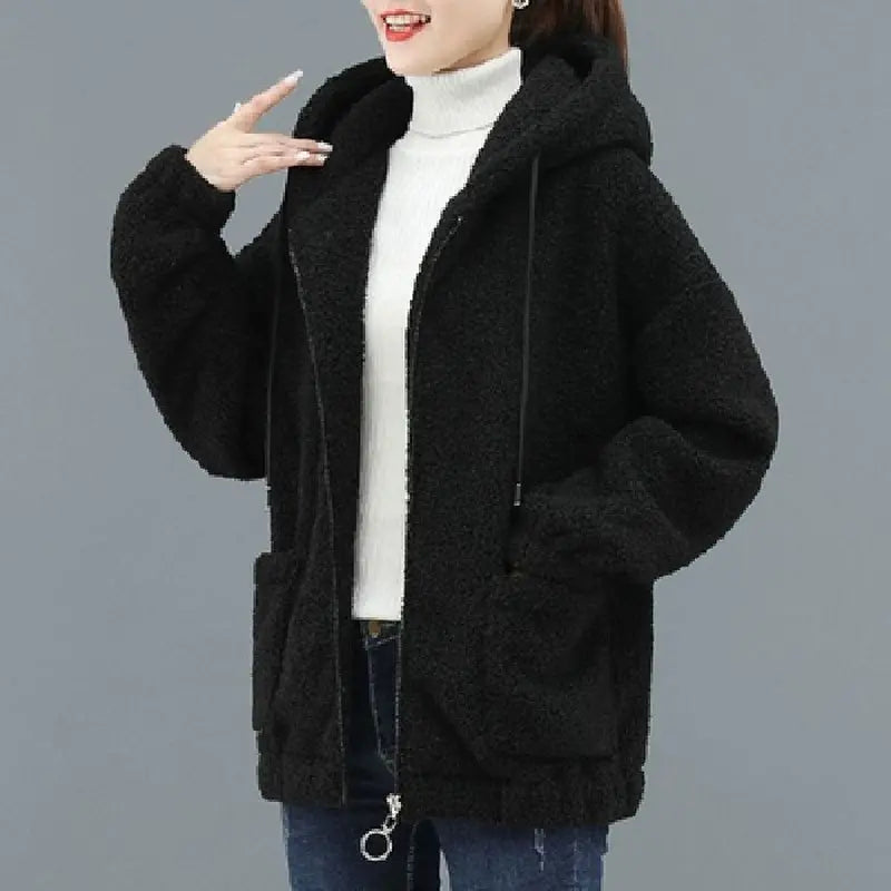 🔥✨【M-4XL】Palton de damă din lână și fleece, cu glugă – modă nouă pentru iarna 2026