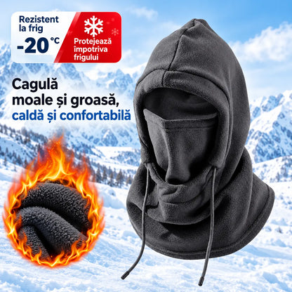❄️ Cagulă termică cu acoperire completă și căptușeală din fleece, concepută pentru protecție împotriva frigului chiar și la temperaturi de până la -20°C. ⛷️ Ideală pentru schi, motociclism și activități în aer liber