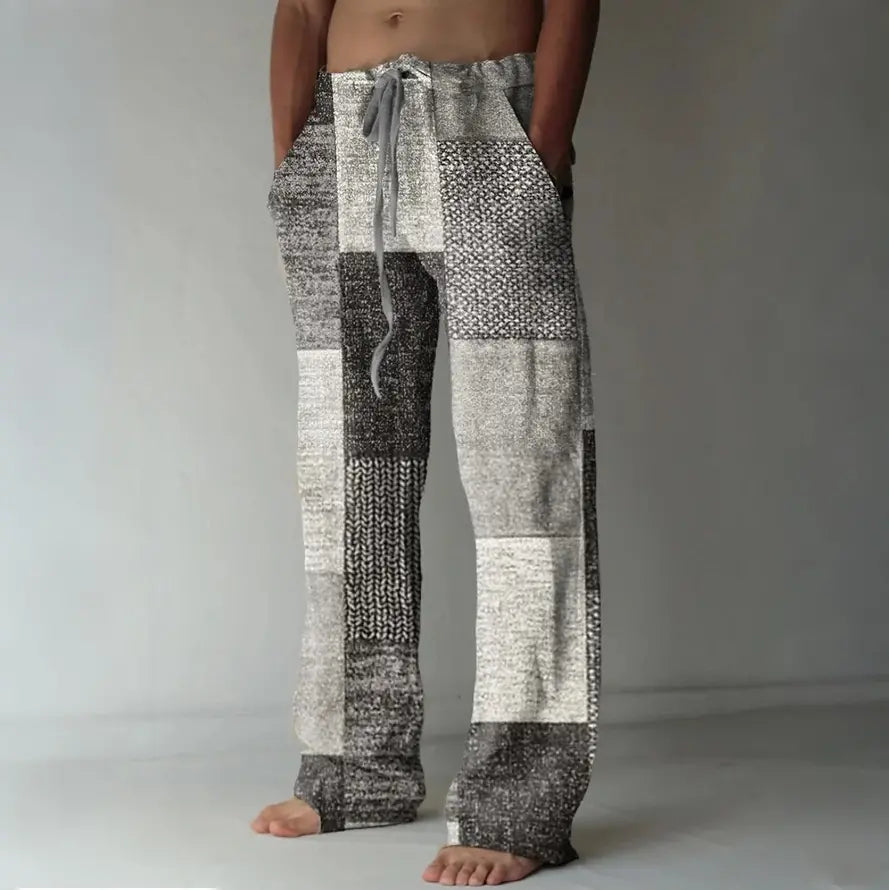 🔥👖【S-6XL】Pantaloni bărbătești cu croi larg din bumbac și in, mărimi mari, în stil boem casual