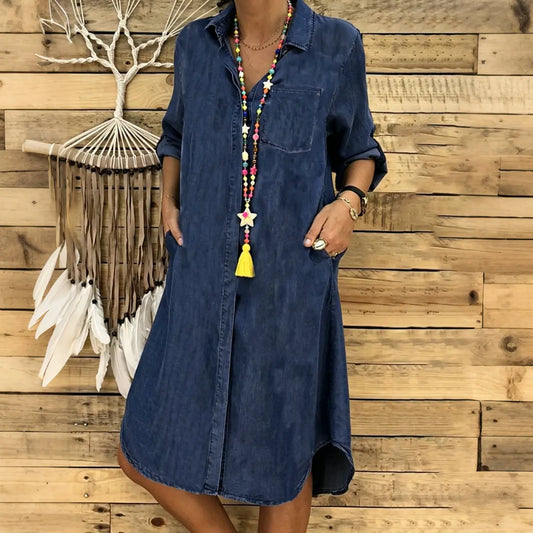 👘50% reducere🔥【40-120 kg】Rochie de damă din denim pentru femei supraponderale 2026, casual, rochie casual