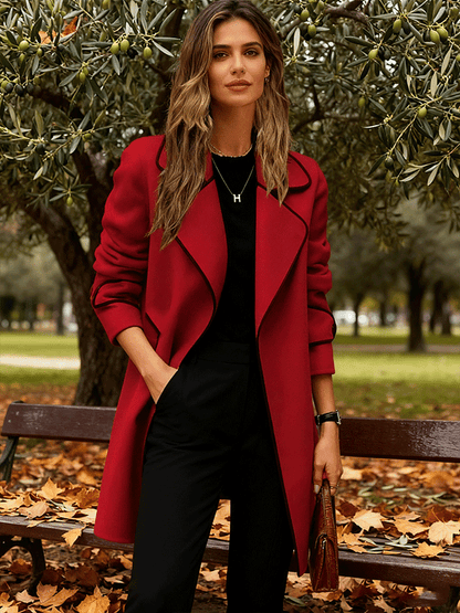 💖🔥【Επίπτωση 50%】[M-4XL] Νέο μοντέλο φθινοπωρινό/χειμερινό 2025, γυναικεία κάρδιган διπλής όψης μέσου μήκους από κασμέρι