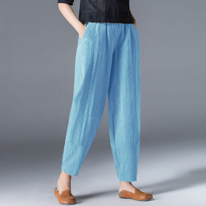 🌿50% reducere🔥【40-120 kg】Pantaloni largi pentru femei din bumbac și in, disponibile în mărimi mari