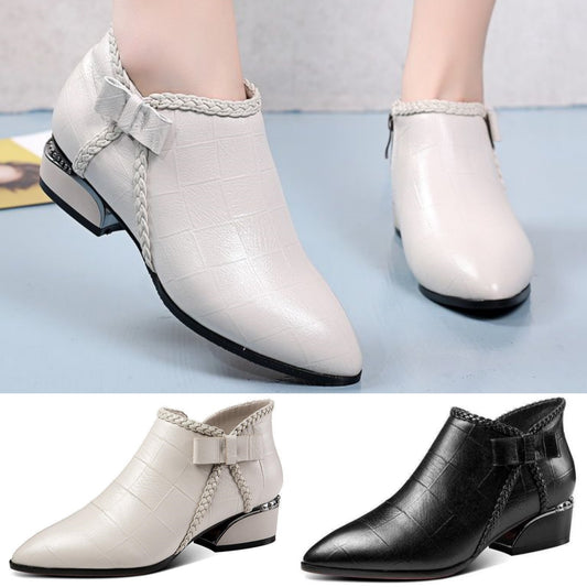 👢【35-42】Toamna 2024, la modă nouă, din piele, cizme scurte pentru femei cu fermoar-  3762025