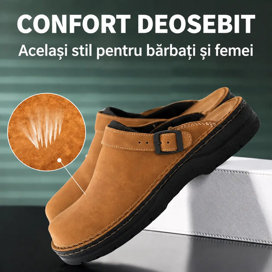 😎🚩【38-48】【Potriviți pentru toate anotimpurile】Papuci din piele de calitate pentru bărbați, confortabili și casual
