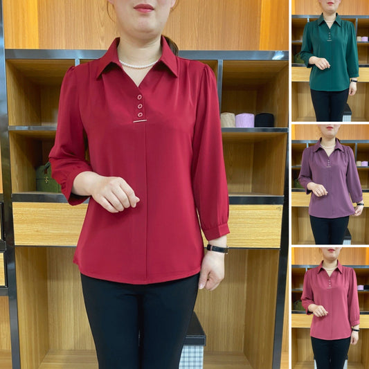 💓【Promoție fierbinte】Reducere limitată de 50%💓 Cămașă șic din șifon cu mâneci lungi, model nou 2025-3901991