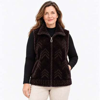 🔥【M–5XL】Vestă din fleece cu aspect de blană de nurcă pentru femei mature – vestă groasă