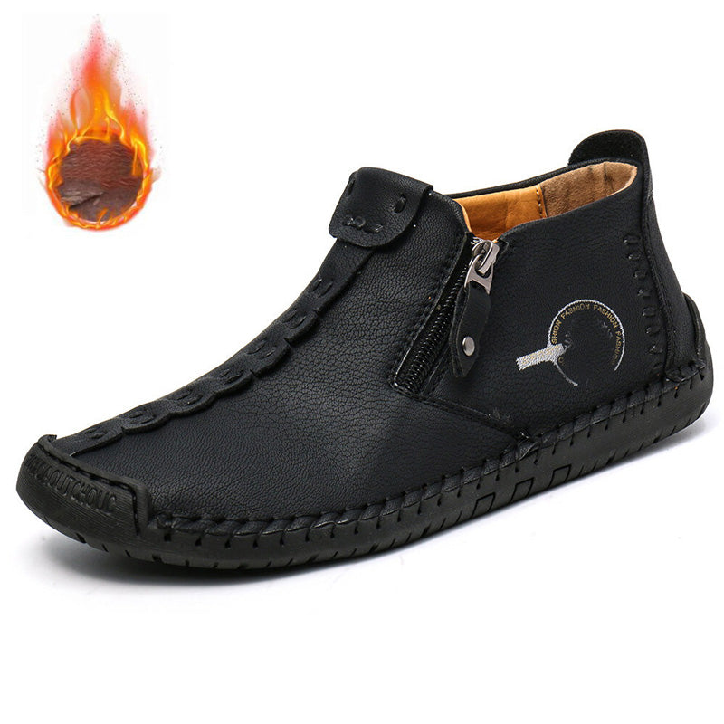 👞💥【38-48】Noutate pentru iarna 2026: Ghete bărbătești cu fermoar și căptușeală din blană, în stil Martens – călduroase, confortabile și stilate pentru zilele de iarnă!