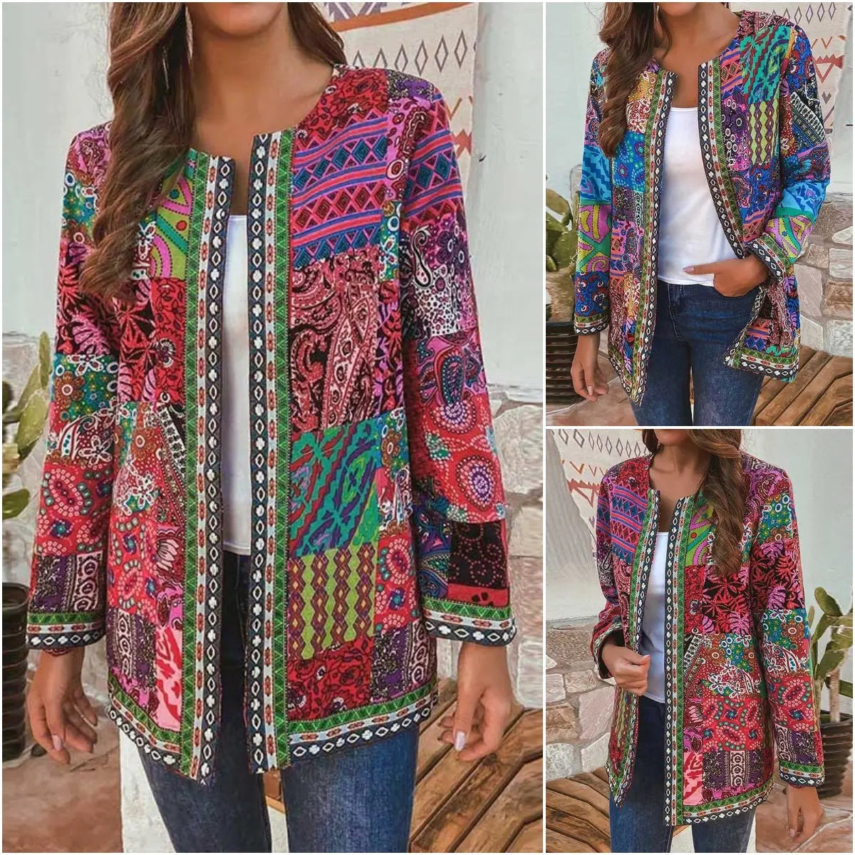 ✨✨【M-6XL】Jachetă lejeră de damă, cu imprimeu și mâneci lungi – stil casual, în tendințe pentru 2026
